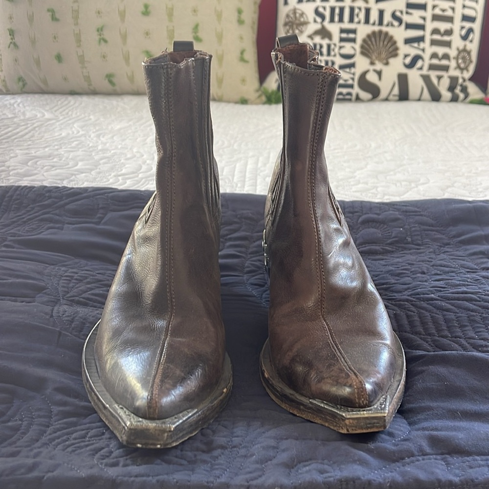 Donald J. Pliner Brown Leather Pointed Toe Ankle Boots